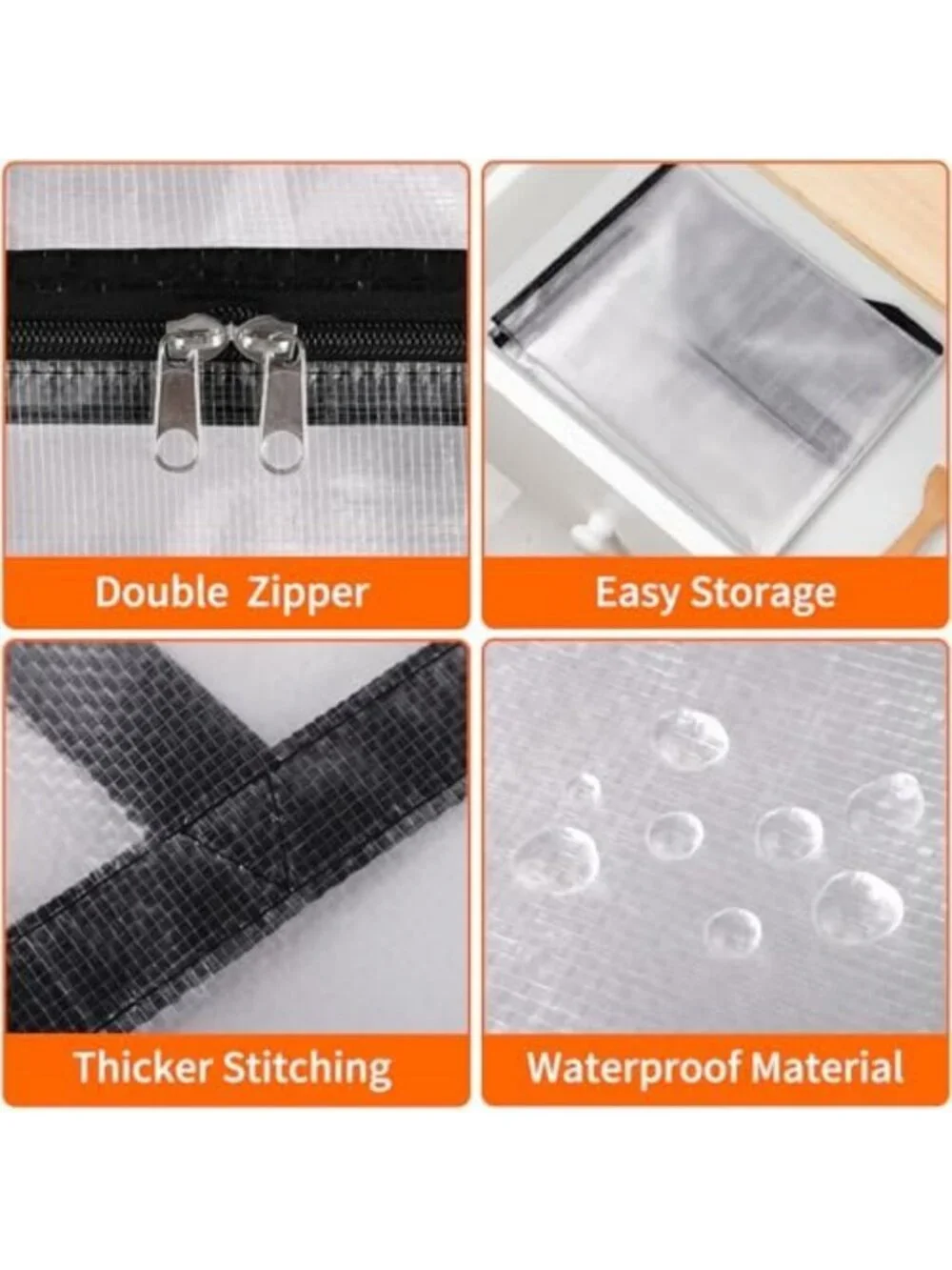 8 Pack Clear Storage Bags for Comforters & Bedding - 90L Space Saver Organizers